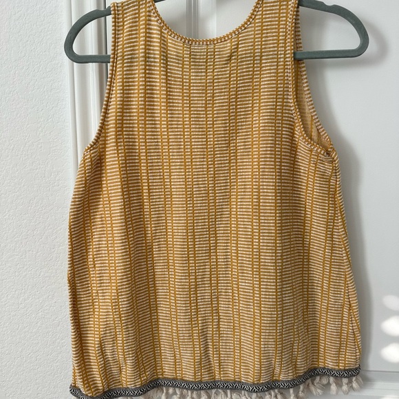 W5 Anthropologie Striped Sleeveless Top with Tassel Hem - Picture 4 of 4